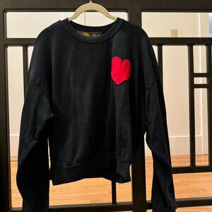 Aviator Nation Heart stitch relaxed crew steater. Charcoal